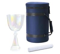 Frosted Quartz Note Crystal Singing Bowl, 432Hz,Cosmic Light 6 inch Handle for Yoga Meditation Sound Healing, Clear Sound Bowl, Mallet & Handle Case Included(D Note)