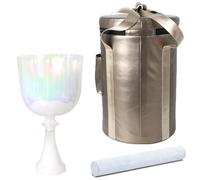 Frosted Quartz Note Crystal Singing Bowl, 432Hz,Pearly White Handle for Yoga Meditation Sound Healing, Quartz Chakra Colored Sound Bowl with Mallet & Handle Case(7 inch C Note)