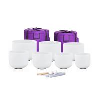 Frosted Quartz Note Crystal Singing Bowl, 440Hz Set With 2 Carry Bag, 7in-12in Of 7 PCS For Sound Healing, Meditation, Yoga, Spiritual Healing, Rubber Mallet, Suede Stick, O-ring
