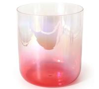 Frosted Quartz Note Crystal Singing Bowl, 6 Inch Clear Gradient Red Singing Bowl, 432HZ Meditation Prop, Relieves Fatigue And Anxiety, With Percussion Sticks(A Note)