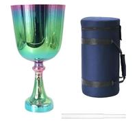 Frosted Quartz Note Crystal Singing Bowl, 7 Inch Hand-held Crystal Chalice, 432Hz Electroplated Green-colored, Handmade, Meditation Prop, Relieves Fatigue And Anxiety(D Note)