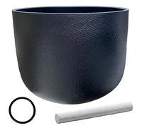 Frosted Quartz Note Crystal Singing Bowl, Black, 440Hz Sound Healing Instrument, Meditation Therapy Bath Bowl, Suede Stick + O-ring