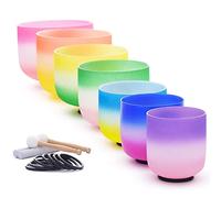 Frosted Quartzs Crystal Singing Bowls 6-12 Inch Set,Sound TherapyStress Reduction, Prayer Calming&Healing Sounds (432hz)