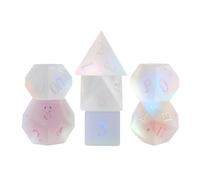 Frosted Rainbow Glass Dice Set, 7-Piece Hand-Carved Polyhedral Dice for Dungeons & Dragons (D&D), Pathfinder, Call of Cthulhu, Tabletop RPG Gaming, Collectible Gemstone Dice with Gold Numbering
