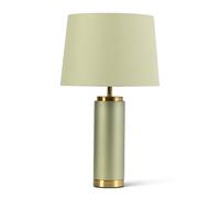 Frosted Sage Green Cylinder Table Lamp Ceramic Effect Base with Soft Fabric Shade ES E27 Compatible Stylish Bedside Lamp for Bedroom Living Room Modern Home Lighting (Green)