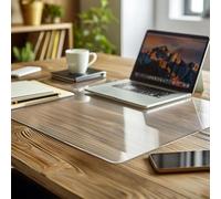 Frosted (Semi-Clear) Desk Mat, Non-Slip PVC Desk Protector With Round Edge, Heat Resistant & Waterproof Desk Pad Table Protector for Home and Office, 70x30cm (2.3x1ft)