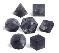 Frosted Shattered Resin DND Dice Set, 7 Piece Polyhedral for Dungeons and Dragons, ICY Cracked Design, RPG Tabletop Games (Matte Cracked Gray)