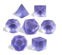 Frosted Shattered Resin DND Dice Set, 7 Piece Polyhedral for Dungeons and Dragons, ICY Cracked Design, RPG Tabletop Games (Matte Purple)