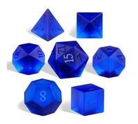 Frosted Shattered Resin DND Dice Set, 7 Piece Polyhedral for Dungeons and Dragons, ICY Cracked Design, RPG Tabletop Games (Matte Blue)