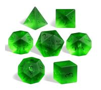 Frosted Shattered Resin DND Dice Set, 7 Piece Polyhedral for Dungeons and Dragons, ICY Cracked Design, RPG Tabletop Games (Matte Green)