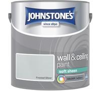 Frosted Silver Johnstone’s Wall & Ceiling Soft Sheen Paint 2.5L - Subtle Sheen Finish, Durable & Washable, Quick Dry, Low Odour Interior Paint for Walls & Ceilings