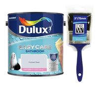 Frosted Steel Dulux Easycare Bathroom Soft Sheen Paint 2.5L + 3" Emulsion Paint Brush- Moisture & Steam Resistant, Mould Protection, Washable Durable Finish for Bathroom Walls & Ceilings
