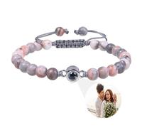Frosted Stone Photo Projection Bracelet, Customized Picture Projection Bracelet, A Valentine's Day Gift for Him (Zebra Stone)