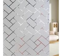 Frosted Window Film 30 x 1000 cm Anti-Uv Static Cling Without Glue Frosted Window Film Privacy for Glass Windows for Home Bathroom Bedroom Office, Oblique Grid
