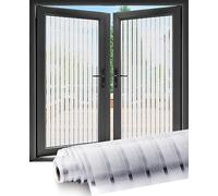 Frosted Window Film Privacy with White Stripe Patterns 115 X 300CM, Shackcom Opaque Window Film Static Cling to Protect Your Family & Anti-UV & Anti-glare for Office Bathroom Home (Vertical Stripe)