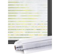 Frosted Window Film Privacy with White Stripe Patterns 44.5 X 200CM, Shackcom Opaque Window Film Static Cling to Protect Your Family & Anti-UV & Anti-glare for Office Bathroom Home (Across Stripe)