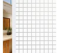 Frosted Window Film White Grid Window Film Privacy Self Adhesive Static Cling Privacy Window Film No Glue Window Privacy Film Bathroom Privacy Film for Glass Windows Living Room 60x200cm