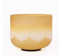 Frosted with Lotus Gold 8" Note C/D/E/F/G/A/B Crystal Singing Bowls (Size : 440Hz Note C) (440hHz Note B)