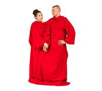 Froster Blanket Dressing Gown for Couple, Warm Wearable Blanket with Sleeves for Two, Soft (Red)