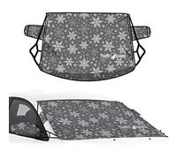 FrostGuard Deluxe | Full-Coverage Car Windshield Cover for Ice and Snow, Standard - Wiper Blade + Side Mirror Coverage - Fit-Fast Straps + Security Panels - Snowflake, 41 x 59 Inches