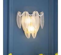 Frosting Glass Leaves Wall Lamps Compatible with Bedroom Bedside Living Room Hall Home Luxury Decor Modern Wall Sconce Lighting Fixture Wall Light Fixture (With Pearls)