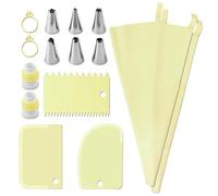 Frosting Piping Kit - Complete 15pcs Icing and Tips Set | Reusable Tools for Cake Cupcake Cookie Pastry Decoration, Sturdy Kitchen Baking Accessories Culinary Dessert Designs