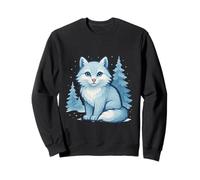 Frostwind Arctic Cat in Snowy Forest Magic Sweatshirt