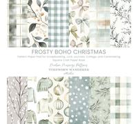 Frosty Boho Christmas Pattern Paper Pad for Scrapbooking, Junk Journals, Collage, and Cardmaking - Square Craft Paper Book: Modern Musings Patterns ... in Sage Green, Pale Aqua, and Off White