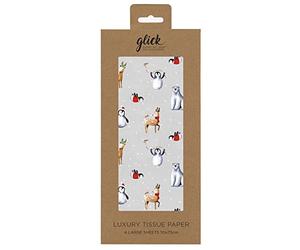 FROSTY FESTIVE FRIENDS Christmas Glick Tissue Wrap Wrapping Paper - 500 x 750mm x 4 Sheets