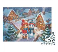 Frosty Friends Forever 1000 Piece Jigsaw Puzzle,Whimsical Challenge,Adults & Kids 14+,Home Wall Decor Snowman,Great Gifts,Premium,Educational Toy,Stress Relief 52x38cm