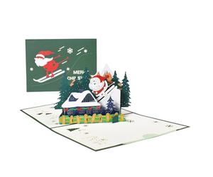Frosty Fun Santa’s Ski Slope 3D Pop Up Christmas Card