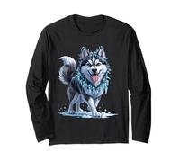 Frosty Husky with ICY Winter Details Long Sleeve T-Shirt
