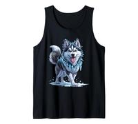 Frosty Husky with ICY Winter Details Tank Top