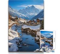 Frosty Mountain Hamlet 1000 Piece Jigsaws Learning Game for Skill Practice Thoughtful Gift for Happy Moments Size 38x52cm