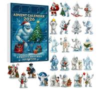 Frosty Snow Monster Calendar 24 Days Xmas Countdown Ornament Decoration | Frosty Creature Advent Calendar,24 Skiing Guitar Figures,Winter Wonderland Theme,Hanging Ornament Hooks,Kids Party Decor