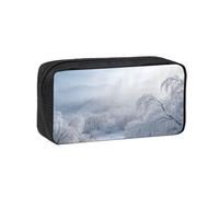 Frosty Winter Path Print Large Capacity Pencil Pouch Zipper Storage Bag