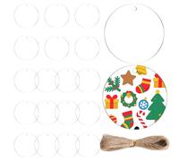 FrostyFlair 20 Pieces Acrylic Disc Round, 7.5cm Clear Acrylic with Hole, 2mm Thick Acrylic Sheet, Acrylic Transparent for Painting, Decorative Pendants