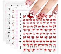 FrostyFlair Bow Nail Stickers, 6 Sheets Nail Stickers & Nail Stickers, Self-Adhesive Nail Art Bow Stickers for Nails, Shiny Nail Foil for Nail Design & Gift