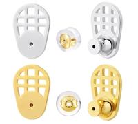 FrostyFlair Earring Lifters, Set of 4 Large Earring Backs for Droopy Ears, Earring Stud Backs with 2 Additional Earring Clasps, Earring Fasteners