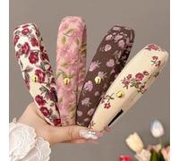 FrostyFlair Headband Ladies, 4 Pack Trendy Vintage Floral Headband Women, Wide, Softly Padded Boho Headband, Headband, Hairbands, Headscarf, Hair Scarf