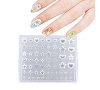 FrostyFlair Nail Stencils, Y2k Heart Stars Starburst Nail Charm Design, Tool Art Silicone Mold, Nail Accessories, French Nails Stencil, Nailart