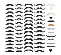 FrostyFlair Stick-On Moustache, 66 Pieces Self-Adhesive Fake Beard, Stick-On Moustache, Novelty Moustache For Cosplay, Halloween, Christmas For All Ages