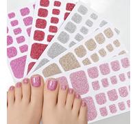FrostyFlair Toenail Wraps for Pedicure & Nail Art, 5-Piece Set of Self-Adhesive Full Nail Wraps in Pink, Purple and Glitter, Red, Gold and Silver Toenail Stickers for DIY Manicure