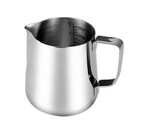 Frothing Pitcher - Best Milk Frother Steamer Cup - Easy to Read Creamer Measurements Inside - Foam Making for Coffee Matcha Chai Cappuccino Latte & Hot Chocolate - Stainless Steel (12oz/350ML)