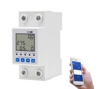 Frotlvm Smart WiFi Energy Meter, Single Phase DIN Rail LCD Digital Meter, Leakage Protection Circuit Breaker,63A 80-400V Electricity Power Consumption Monitor, Smart Life/Tuya App Remote Control