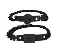 Frotox 2Pcs Silver Tone Stainless Steel Lover Heart Love Lock Bracelet with Lock for Key Bangles Kit Couple Jewelry Sets Gift Magnetic Distance Bracelet
