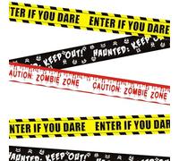 Frouen 3Pcs Halloween Decorations Caution Tape, Halloween Warning Tape 27M, Halloween Fright Tape for Spooky Party, Spooky Event Barriers, Keep Out Warning Barriers, Zombie Party Decoration