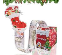 Frouen Christmas Money Gift Box, Xmas Money Pull Box, Christmas Pull Surprise, Xmas Money Box for Cash, Money Cake Pull out Cash with Xmas Card and 30Pcs Transparent Bags, Money Reveal Box Xmas Party