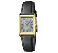 FROVBOR Gold Watches for Women with Leather Strap Sapphire Crystal Glass Rectangular Case Meteorite Surface Roman Dial