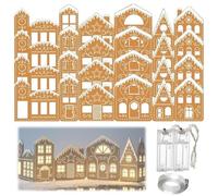 FROVOL DIY Foldable Christmas Gingerbread House Cardboard Kit with LED Lights, Make a Xmas Gingerbread House Craft Decor Kit, Village Home Decorations Gift for Home Cabinets Holiday Party